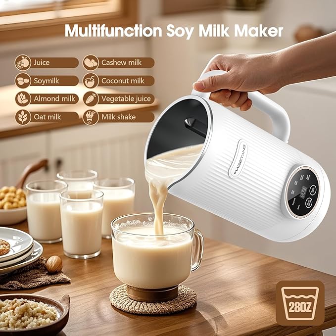 7 in 1 Nut Milk Maker Machine 28oz Automatic Milk Maker for Homemade Coconut, Oat, Soy, Plant-Based Milk, Juice with 18H Delay Start/6H Keep Warm/Self Cleaning (Cream)