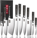 MDHAND Knife Set, 9PCS Professional Japanese Kitchen Knife Set, High Carbon Stainless Steel Chef Knife Sets - Pakkawood Handle for Professional Chef, Camping, Cooking, Dishwasher Safe, Elegant Box