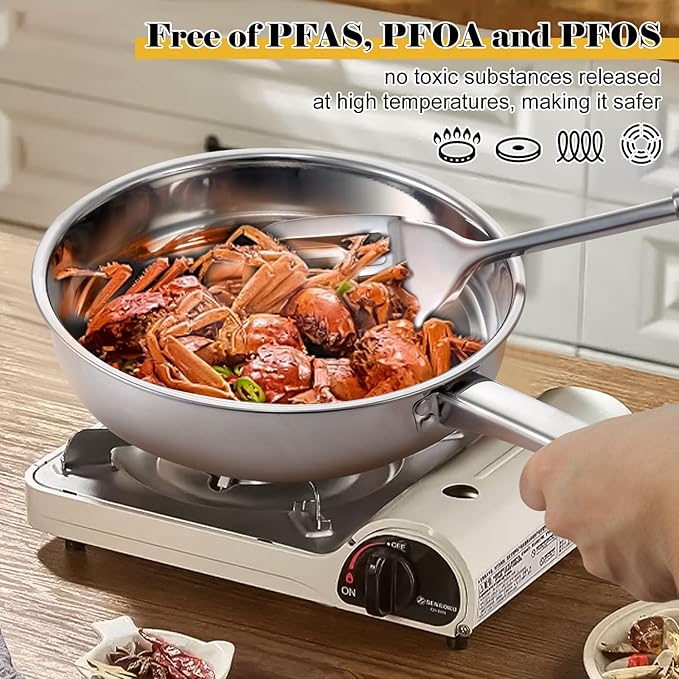 Cookware Set - 15 Piece Stainless Steel Cookware Set, Includes 6 Pots and Pans, 6 Lids and 3 Utensils, Fixed Handles, Induction Safe and Dishwasher Safe