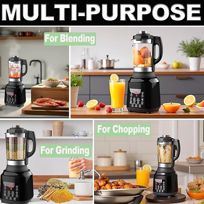 All-in-One Blender for Kitchen & Food Processor Combo for Smoothies Shakers,Hot Soup Maker with 9 One Touch Programs,12H Preset,Self-Cleaning, for Grinding,Chopping,Mixing, | 1200 Watt | 60oz |