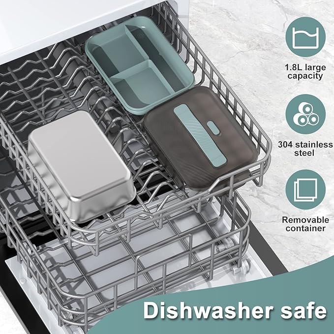 Electric Heated Lunch Box for Car Truck Home 1.8L 100W Portable Food Warmer with 12V/24V/110V/220V Hot Meal for Work Travel Jobsite Camping Christmas Gifts White Elephant Gifts for Adults/Men/Woman