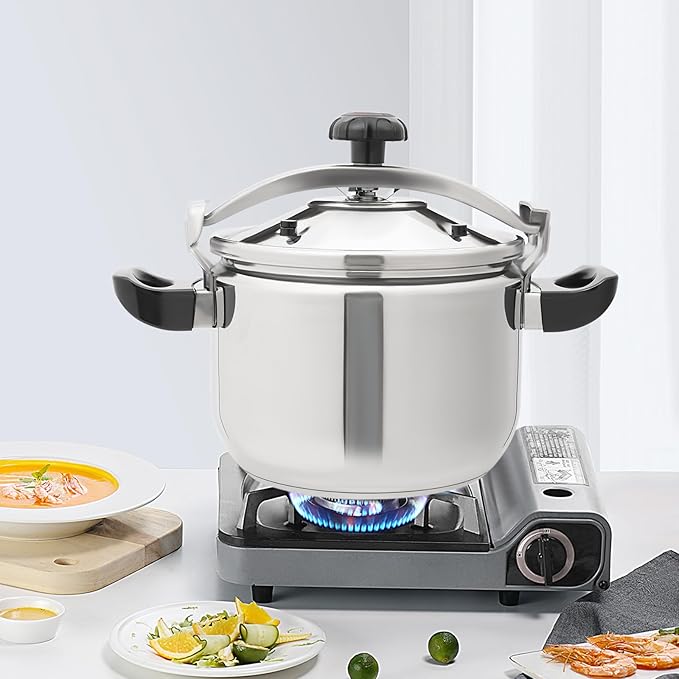 23Qt Stainless Steel Pressure Cooker, Commercial Olla de Presion, Large Pressure Canners, 60Kpa Pressure Stewing Pot with Safety Lock, Induction Compatible