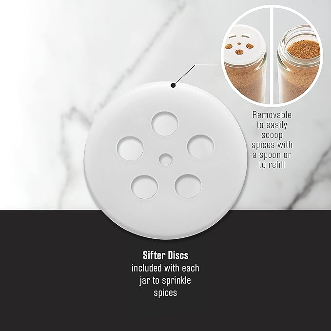 Kamenstein 20 Jar Vintage Revolving Countertop Spice Rack Organizer with Spices Included, FREE Spice Refills for 5 Years, Wood and Stainless Steel with Metal Caps