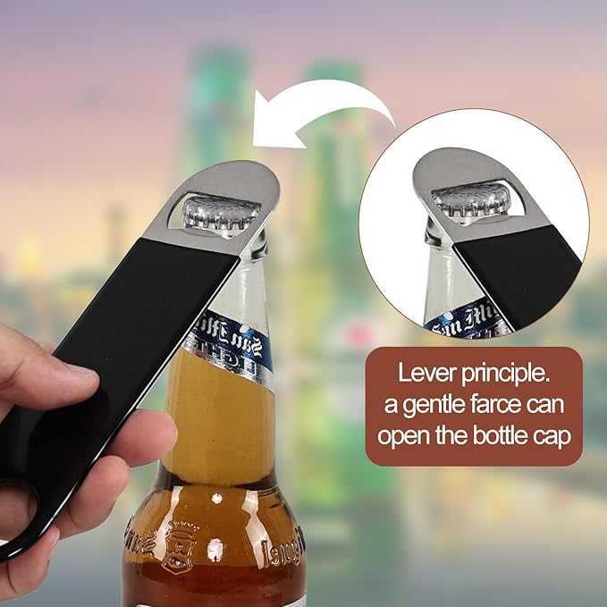 Zopnny 12 Pack 7 Inch Beer Opener with Rubber Coated, Flat Beer Bottle Openers, Stainless Steel Beer Openers(Black)