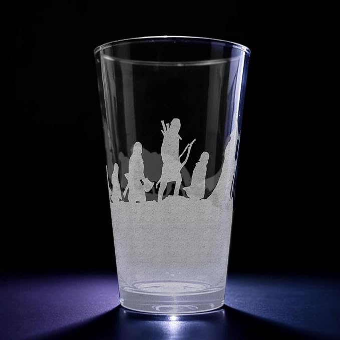 THE FELLOWSHIP Engraved 16oz Pint Glass | Inspired by Tolkien and Middle Earth | Great Christmas Gift Idea | Unique Elvish Wizard Fantasy Decor!