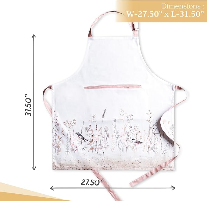 Maison d' Hermine 100% Cotton Apron for women with Pocket Kitchen Chef Apron for Men Cooking Gardening Server Waitress