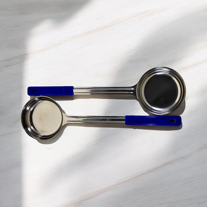 8 Ounce Solid Stainless Steel Portion Control Ladle Spoon for Measuring and Serving; Commercial Grade Serving Scoops [Pack of 2]