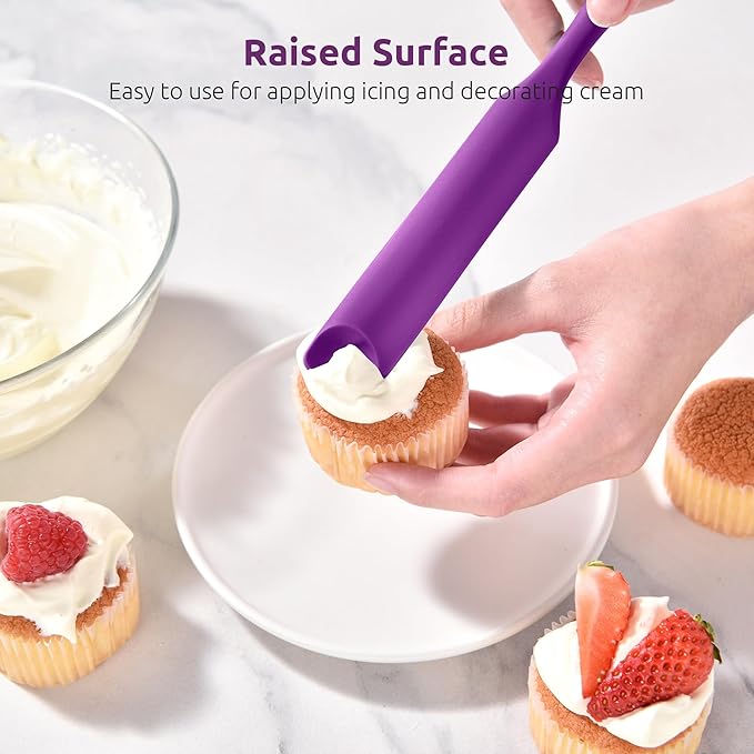 U-Taste Silicone Jar Spatula for Sourdough Starter: Long Skinny Food-Grade Jam Spreader, Sturdy Stirring Stick Bowl Scraper with Flexible Spoon Tip, Mixing Icing Tool, Peanut Butter Knife (Purple)