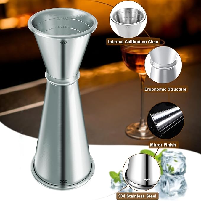 Professional 5-Piece Cocktail Mixing Glass Kit - Bar Set with Muddler, Spoon, Jigger, Hawthorne Strainer