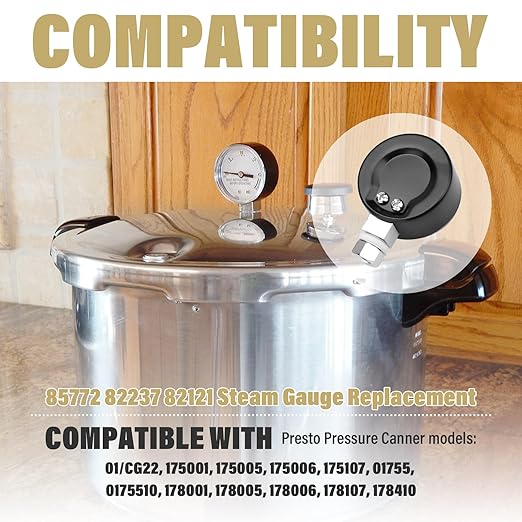85772 Prosocool Pressure Cooker Steam Gauge Replacement for Presto Steam Gauge 82237 82121, Fit Pressure Canner Model 175107 01755 0175510 178001 178005, Pressure Cooker Parts