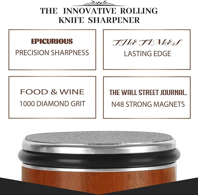 YOHO Rolling Knife Sharpener Kit, Upgraded Knife Sharpeners Industry Diamond Knife Sharpening Kit Tool Kitchen Knife Sharpener with 15 and 20 Degree Magnetic Angle Base for Kitchen Knives - Gifts