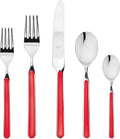 Mepra 10S722005 Fantasia 5 Piece Place Setting – Red Finish Handles Dishwasher Safe Cutlery