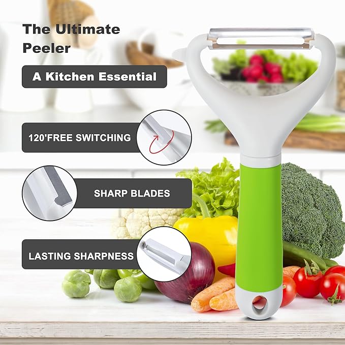 Li&Zhao Potato Peelers - Y-Shaped Potato Peelers with Non-Slip Silicone Handle, Vegetable Peelers for Kitchen, Doesn’t Ruin Manicure Silky Effortless Peel Potatoes, Carrots, Apples, Veggies and More