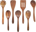 Wooden Kitchen Utensils Set, Teak Wood Cooking Spoons for Non-Stick Pans, 7 Pieces