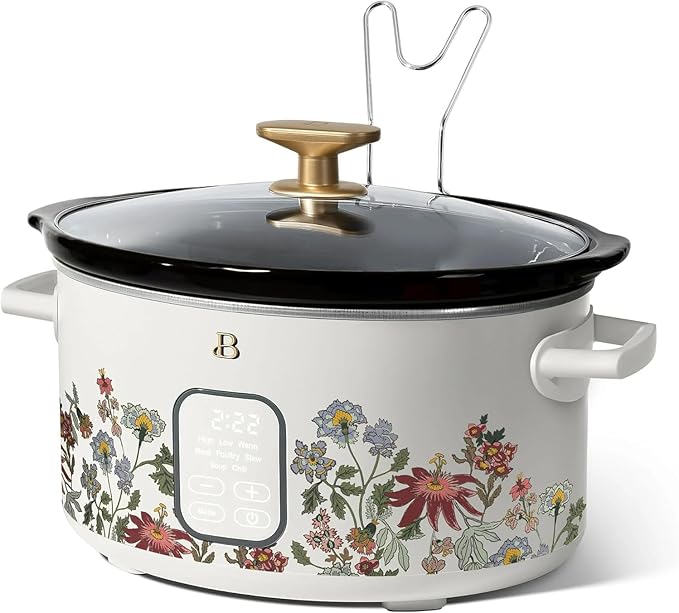 Beautiful 6 Qt Programmable Slow Cooker by Drew Barrymore - 5 Preset Cooking Functions, Digital Countdown Timer, Dishwasher-Safe Parts, and Cool-Touch Handles (Beautiful 6 Qt Programmable)
