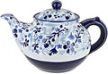 Blue Rose Polish Pottery - Blue Eloise Teapot - 5 Cup Capacity - Hand-Painted Polish Pottery Ceramic Coffee & Tea Server