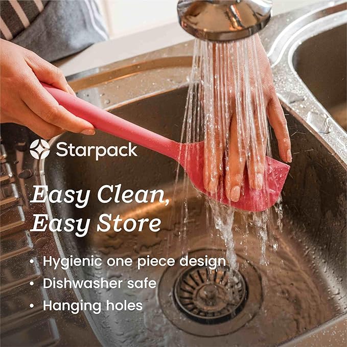 Starpack 'Flip & Whip' Premium Silicone Baking Utensils Set (5 Pcs) - 10" Pink Cooking Utensils with Large and Small Spatulas, Whisk and Basting Brush - Heat Resistant to 600°F - Baking Tool Set