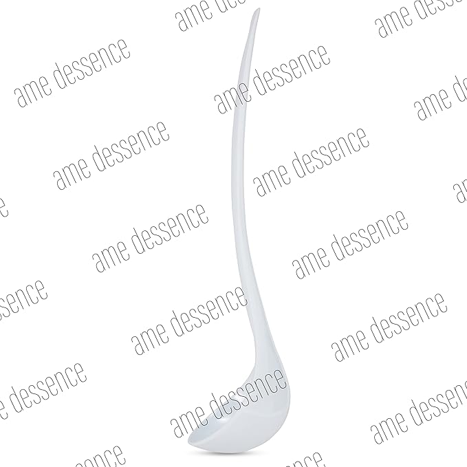 AME D'ESSENCE 12" Melamine Ladle White Durable and Versatile Kitchen Tool Perfect for Serving Mixing Scratch-Resistant and Non-Stick Surface Ergonomic Handle for Comfortable Grip