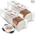 Tafura Bread Storage Container - 2 Pack BPA Free Plastic Bread Box with Ingeniously Tray - Airtight Container/Holder for Homemade Loaves and Baked Goods