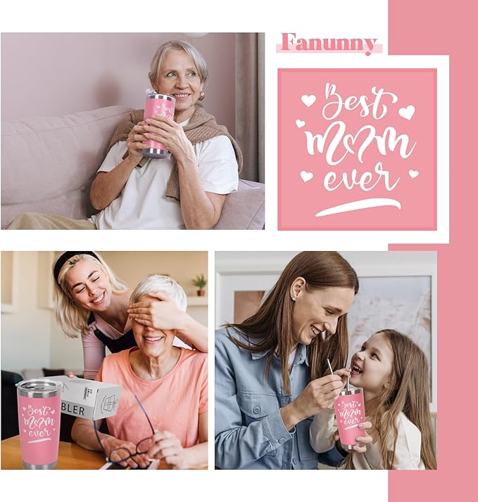 Best Mom Ever Gifts from Son Daughter, Happy Birthday Christmas Mothers Day Ideas Gift for Women Inspirational Thank You Present - 20 OZ Travel Coffee Tumbler