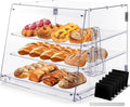 Bakery Display Case, Pastry Display Case Countertop 3 Tier Tray, Acrylic Clear Boxes for Bread Pastry Desserts Food Cookie, Display Cabinet Box for Baking Enthusiasts, 20.86 x 17.3 x 16.5 in
