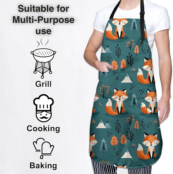 Cute Dolphin Apron for Women Men, Oxford Fabric Kitchen Cooking Chef Aprons