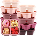 Honeydak 10 Pack Snack Containers 4 Compartment Bento Snack Boxes Reusable Lunchable Containers with Lids Divided Meal Lunch Food Storage Box for School Work Travel