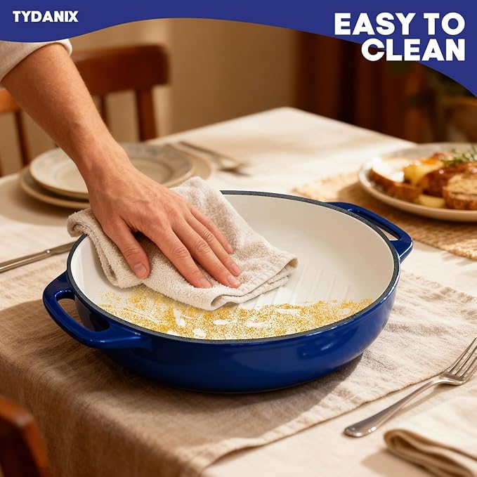 2-in-1 Multifunctional Enameled Cast Iron Dutch Oven, 6QT Loaf Pan with Dual Handles, Perfect for Baking Sourdough, Roasting, Braising & Stews, Oven & Stovetop Safe, Easy to Clean & Pre-Seasoned