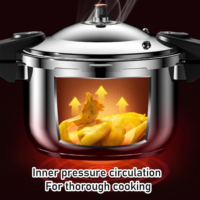 Stainless Steel Pressure Cooker, 80Kpa High Pressure Pressure Cooker with Safety Valve, Instant Cookware for Induction, Gas, Electric Cookware