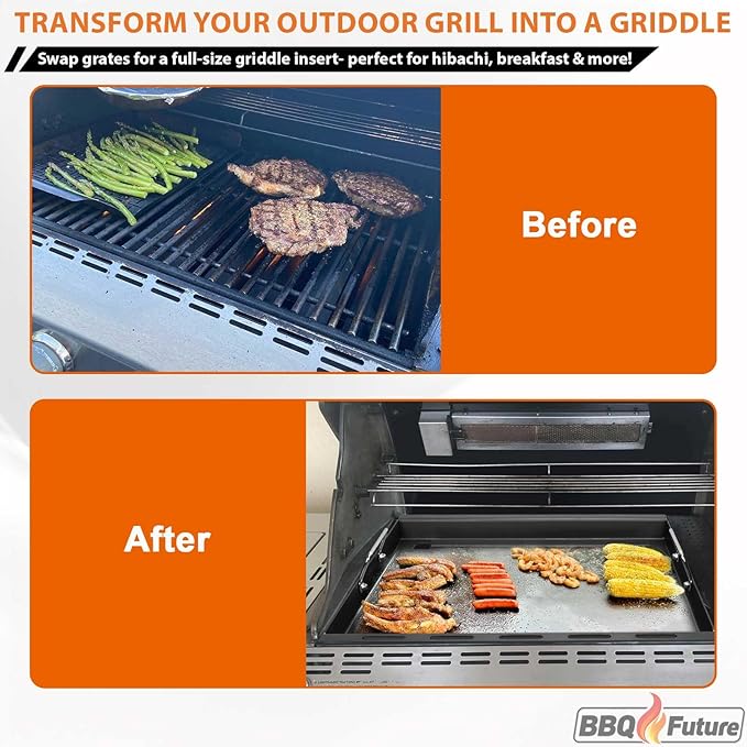 Full Size Griddle Insert for Weber Summit 600 Series E/S 650 640 660 670 Gas Grills With Smoker Box, Heavy Duty Flat Top with Spatula Set for Weber Grill Replacement Parts 67552