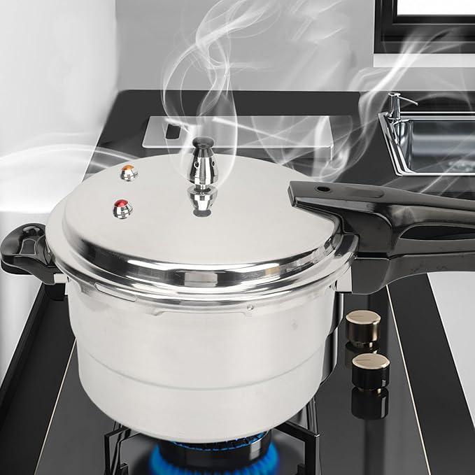 Stainless Steel Pressure Cooker, Kitchen Pressure Cooker for Induction and Stove Top, Pressure Canner with Safety Valves and Steaming Plate, for, Noodles(20CM)
