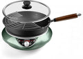 1700W Wok Induction Cooktop with 13.4” Nitride Carbon Steel Wok Round-Bottom & Flat-Pan Compatible, Electric Stir-Fry Wok Set for Home & Restaurant, No-Coating, Even Heating
