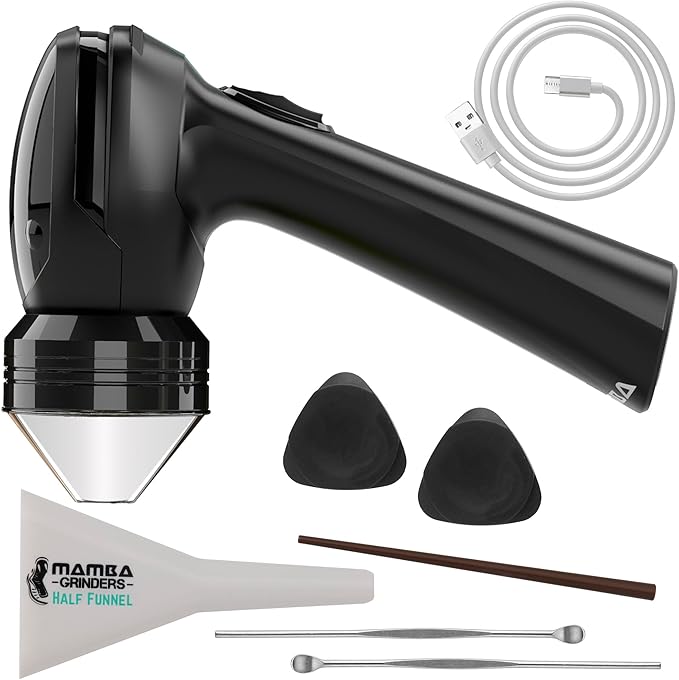 Mamba Original 1g Black USB Electric Herb Grinder. Small Portable Metal Herbal Machine & Spice Mill for the Kitchen