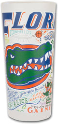 Catstudio Drinking Glass, University of Florida Glass Cup for Kitchen, 15oz Dishwasher Safe Tumbler for UF Alumni