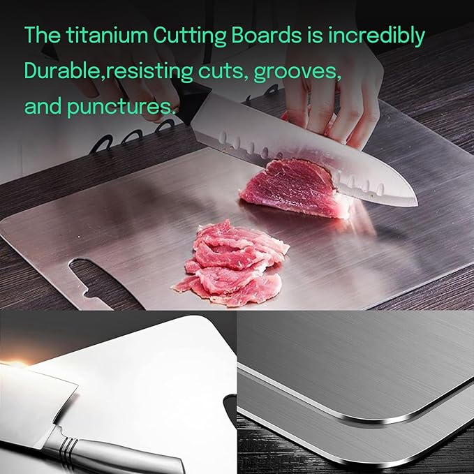 Titanium Cutting Board, 2 Pack Titanium Cutting Boards For Kitchen, 2025 New Double-Sided Food-Grade Titanium Cutting Board For Cutting Meats, Fruits And Vegetables (2pcs：M+L)