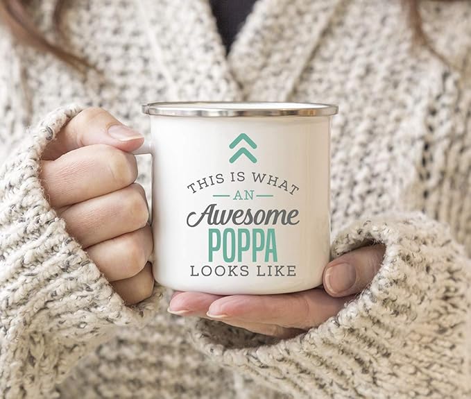 Andaz Press 11oz. Stainless Steel Campfire Coffee Mug Gift, This is What an Awesome Poppa Looks Like, 1-Pack, Birthday Gift Ideas Coworker Him Her, Includes Gift Box