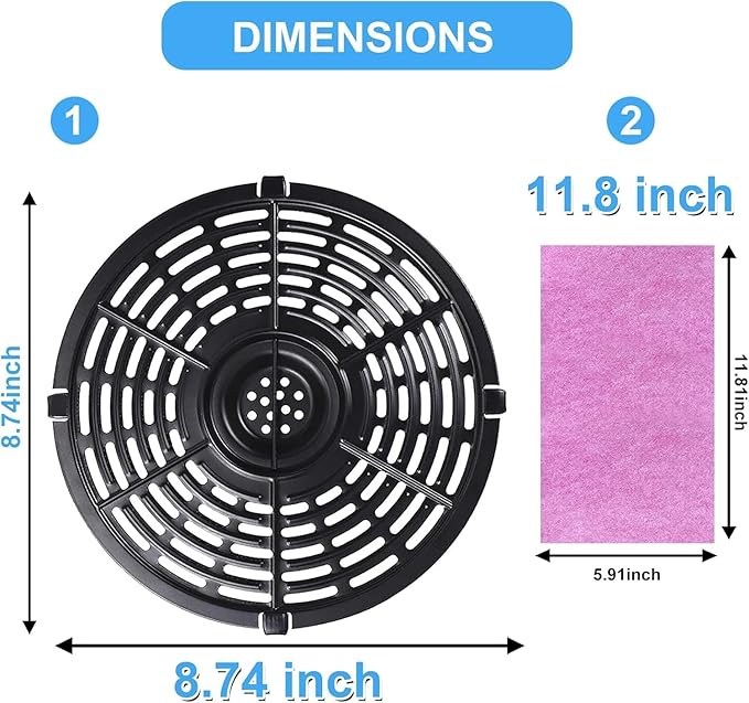 6.5QT Air Fryer Crisper Tray for 6.5QT Ninja OL500 OL501 Foodi Pressure Cooker & Air Fryers, Upgraded Grill Grate Pan Crisper Plate Rack Grid Shelf for Ninja 6.5QT Air Fryer, Dishwasher Safe