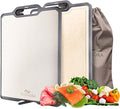 Double-Sided Titanium Cutting Board with Stand, Knife Sharpener, Grater & Storage Bag | Non-Toxic Titanium + Wheatstraw PP Chopping Board | Healthy Kitchen Accessory for Meat, Vegetables & Fruit