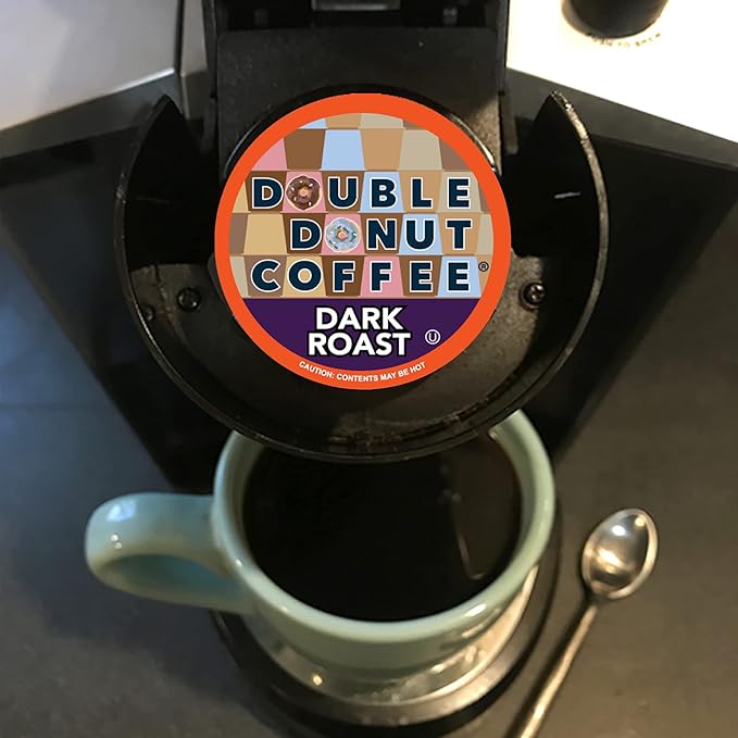 Double Donut Coffee Dark Roast Coffee Pods, Extra Bold Blend Coffee, Single Serve Coffee For Keurig K Cups Machines, Dark Roast Coffee in Recyclable Pods, 80 Count
