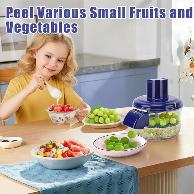 Automatic Grape Peeling Machine，Rechargeable Home Kitchen Aid Peeler, Electric Small Fruit Quick Peeler for Grapes, Garlic, Cherries and Cherry Tomatoes