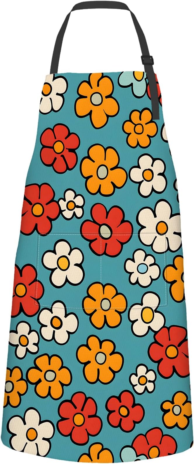 Retro Floral Apron,Oxford Fabric Adjustable Kitchen Apron with 2 Pockets,Waterproof Cooking Aprons for Men Women Mom Wife Dad,Ideal Gifts for Coffee House,Shop,Baking,BBQ,Housewarming,28x33in