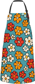 Retro Floral Apron,Oxford Fabric Adjustable Kitchen Apron with 2 Pockets,Waterproof Cooking Aprons for Men Women Mom Wife Dad,Ideal Gifts for Coffee House,Shop,Baking,BBQ,Housewarming,28x33in