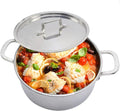 Vivicreate Tri-Ply Stainless Steel Stockpot – Deep Cooking Pot with Hammered Exterior, Compatible with All Stovetops, Even Heat Distribution, Durable Cookware for Soups, Stews, and More（7QT）