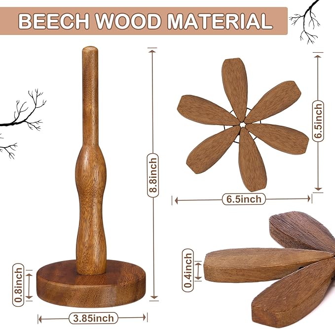 Wooden Christmas Tree Coaster Trivets Wood Trivets Set for Hot Dishes Set of 4 Christmas Tree Shape Foldable Wooden Coaster and 1 Stand Natural Trivet for Cups Plates Bowls Pots(Black Walnut Color)