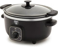 GreenLife 3.5QT Slow Cooker, PFAS-Free Non-Toxic Ceramic Nonstick Removable Interior Bowl, Programmable, Keep Warm, Stovetop & Oven Safe Pot, Dishwasher Safe Crock & Glass Lid, Black
