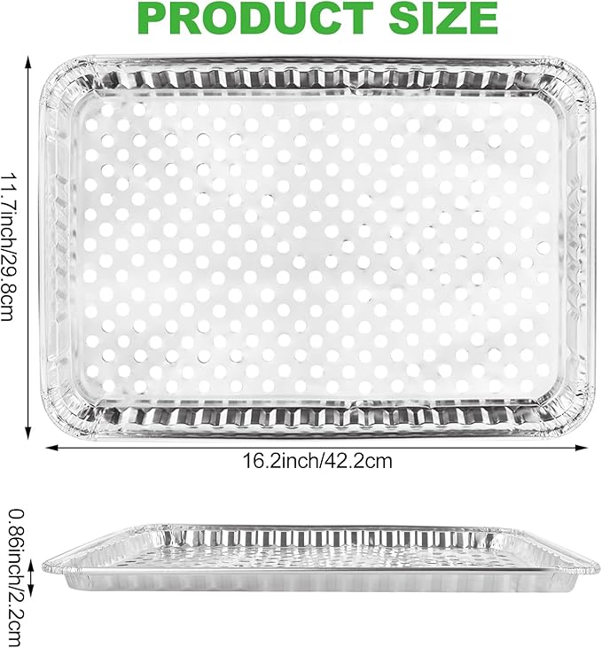 20 Pack Disposable Aluminum Foil Grill Topper Pans with Holes, Perforated Grill Grate Liners Trays for Outdoor Grills, BBQ Grill Accessories for Outdoor Cooking and Camping, 16.2 x11.7 Inch
