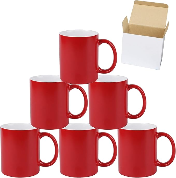 11oz Color Changeable Sublimation Mug Red, Packed in White Box, Case of 6