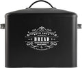 Extra Large Black Bread Box - Holds 2+ Loaves, Counter Organizer for Farmhouse, Vintage, Rustic Kitchens