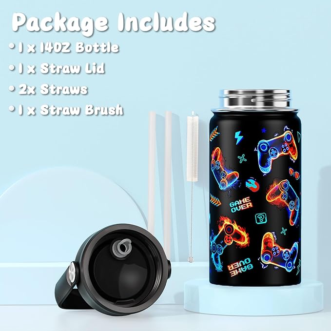 Bevalsa Kids Bento Lunch Box with 6 Compartment, Stainless Steel Metal Water Bottle, Insulated Bag & Utensils, BPA-Free Leakproof Food Container for School Boys Girls, Back To School Gift