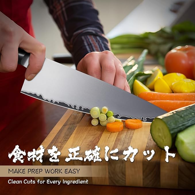 Purple Dragon Chef Knife 7.8 Inch, Ultra Sharp Japanese Kitchen Knife, German Vg10 Steel Meat Cutting Chopping Dicing Vegetables, Ergonomic Wooden Handle - Christmas Gift for Men and Women